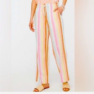 J. Crew Linen Blend Striped Paper Bag Drawstring Pants Pastel Pink Size S